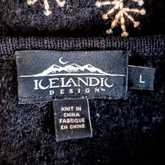 Vintage Icelandic Design Embroidered Wool Cardigan Sweater - Picture 4 of 6